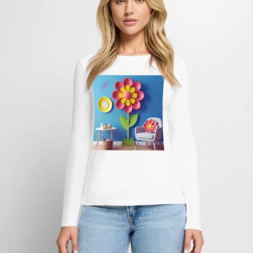 Flower design and harmony of environmental well-be - Women's Premium Slim Fit Long Sleeve T-Shirt
