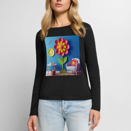 Flower design and harmony of environmental well-be - Women's Premium Slim Fit Long Sleeve T-Shirt
