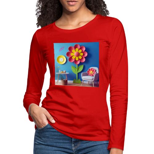 Flower design and harmony of environmental well-be - Women's Premium Slim Fit Long Sleeve T-Shirt