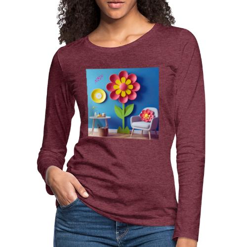 Flower design and harmony of environmental well-be - Women's Premium Slim Fit Long Sleeve T-Shirt