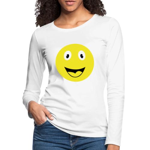 Yellow Happy Face Print - Women's Premium Slim Fit Long Sleeve T-Shirt