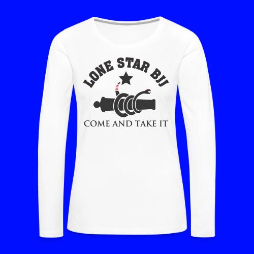 Lone Star BJJ - Come and Take It - Black and Red - Women's Premium Slim Fit Long Sleeve T-Shirt
