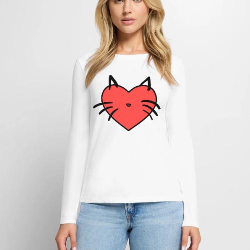 heart cat - Women's Premium Slim Fit Long Sleeve T-Shirt