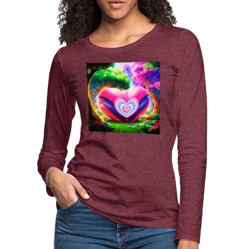Double heart, fantasy, landscapes enjoy the magic - Women's Premium Slim Fit Long Sleeve T-Shirt