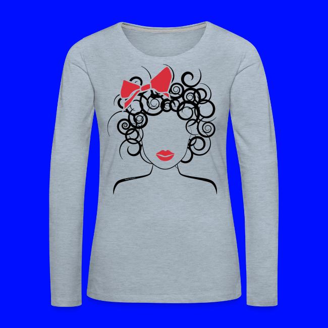 Curly Girl with Red Bow