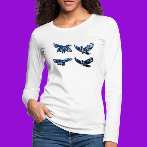 Silver Blue Jay Flight Stages - Women's Premium Slim Fit Long Sleeve T-Shirt