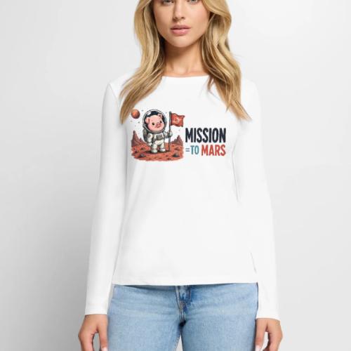 Mission To Mars Space Pig - Women's Premium Slim Fit Long Sleeve T-Shirt