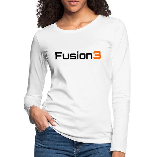 Fusion3 Logo Black and Orange Text - Women's Premium Slim Fit Long Sleeve T-Shirt