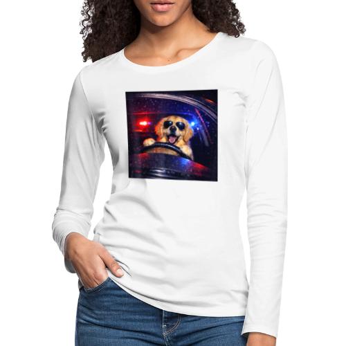 Funny Police Golden Retriever Meme Tee - Women's Premium Slim Fit Long Sleeve T-Shirt