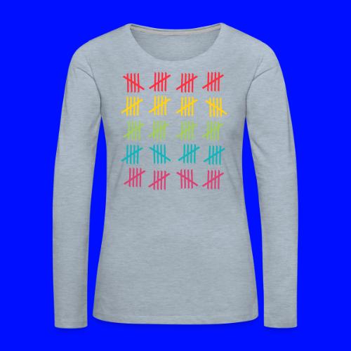 100th Day of School Tally Marks Teacher T-Shirts - Women's Premium Slim Fit Long Sleeve T-Shirt