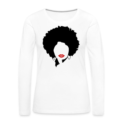 Afro with red lips - Women's Premium Slim Fit Long Sleeve T-Shirt