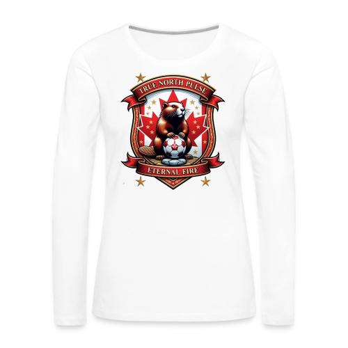 Canada Beaver Crest T-Shirt, Pride Badge Gift - Women's Premium Slim Fit Long Sleeve T-Shirt