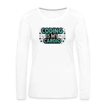 Coding Is My Cardio | Lustiger Programmierer - Women's Premium Slim Fit Long Sleeve T-Shirt - white - Front - Julia (174cm)
