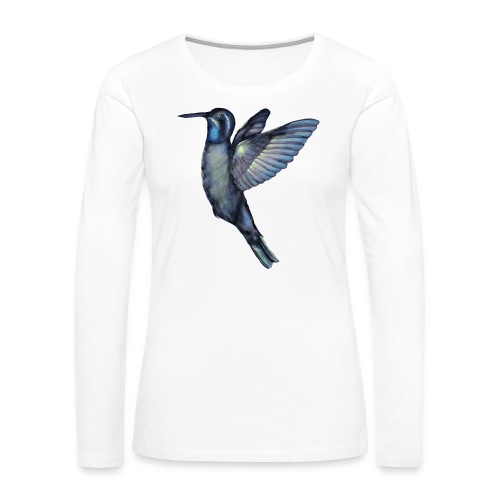Hummingbird in flight - Women's Premium Slim Fit Long Sleeve T-Shirt
