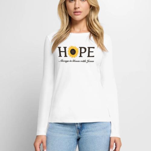 Hope Always in Bloom with Jesus Shirt – Christian - Women's Premium Slim Fit Long Sleeve T-Shirt