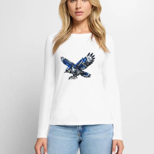 Silver Blue Jay Dive - Women's Premium Slim Fit Long Sleeve T-Shirt