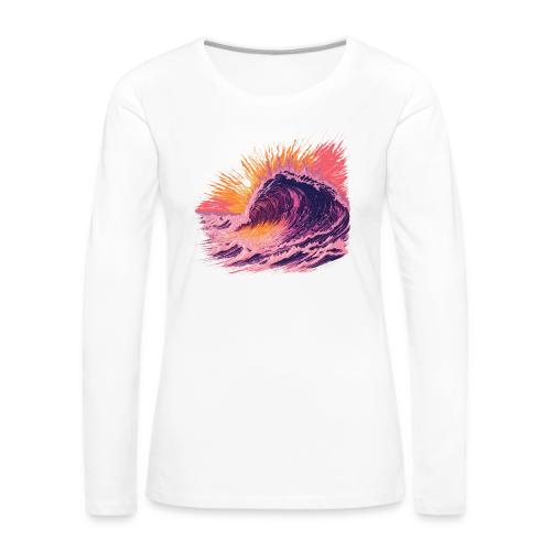 Pink Fire Wave - Women's Premium Slim Fit Long Sleeve T-Shirt