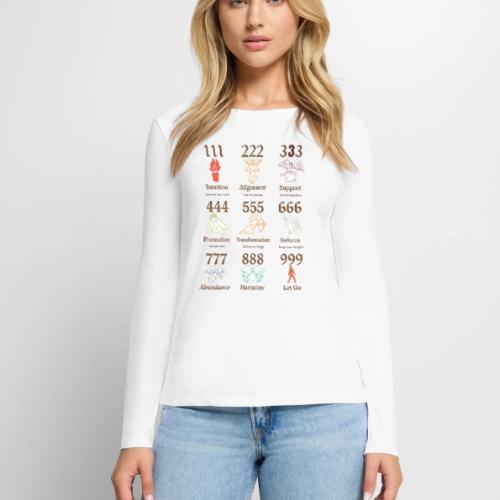 Mystic Angel Numbers Spiritual Symbols on Gildan - Women's Premium Slim Fit Long Sleeve T-Shirt