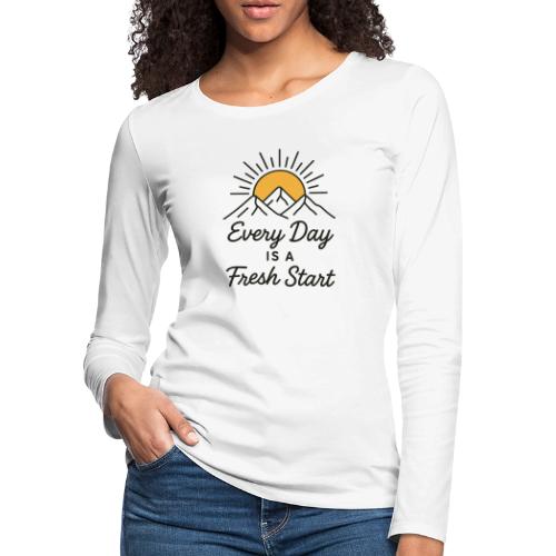 Inspirational Mountain Sunrise Motif - Women's Premium Slim Fit Long Sleeve T-Shirt