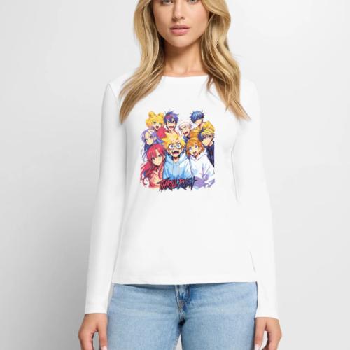 Thrill Rush Anime Squad Streetwear - Women's Premium Slim Fit Long Sleeve T-Shirt