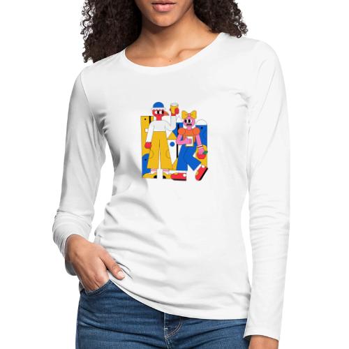 Bold Geometric Duo Pop Art - Women's Premium Slim Fit Long Sleeve T-Shirt