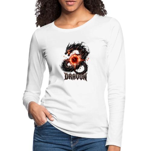 Dravon Fire Dragon Dark Fantasy Graphic T-Shirt - Women's Premium Slim Fit Long Sleeve T-Shirt