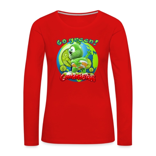 Gummibär Go Green Earth Day Earth - Women's Premium Slim Fit Long Sleeve T-Shirt