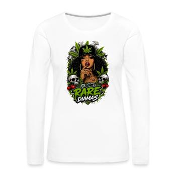 Rare Diamas Cannabis Queen - Women's Premium Slim Fit Long Sleeve T-Shirt - white - Front - Julia (174cm)