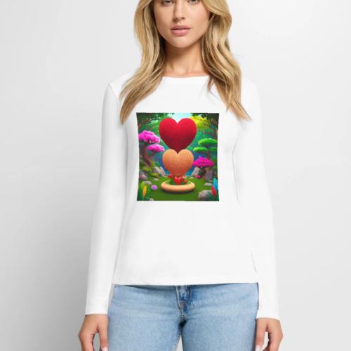 Double Heart, fantasy, nature and fantasy - Women's Premium Slim Fit Long Sleeve T-Shirt