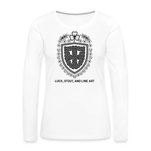 Celtic Knot T-Shirt, Symmetrical Shield - Women's Premium Slim Fit Long Sleeve T-Shirt