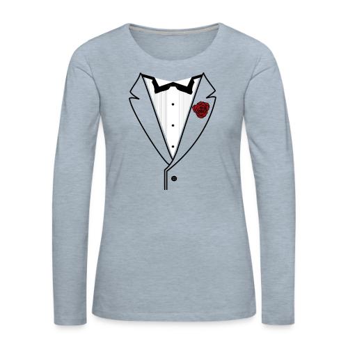 Tuxedo w/Black Lined Lapel - Women's Premium Slim Fit Long Sleeve T-Shirt