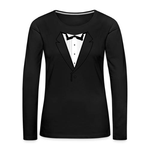 Tuxedo Plain w. Black Lines - Women's Premium Slim Fit Long Sleeve T-Shirt