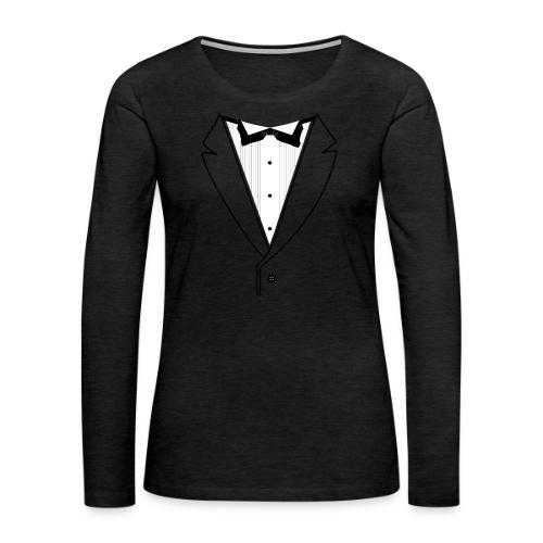 Tuxedo Plain w. Black Lines - Women's Premium Slim Fit Long Sleeve T-Shirt