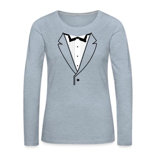 Tuxedo Plain w. Black Lines - Women's Premium Slim Fit Long Sleeve T-Shirt