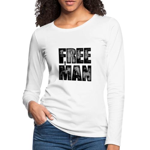 FREE MAN - Black Graphic - Women's Premium Slim Fit Long Sleeve T-Shirt