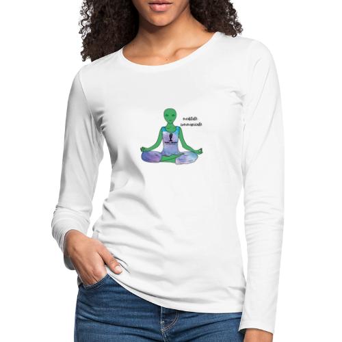 Meditate Communicate, Twisted Alien - Women's Premium Slim Fit Long Sleeve T-Shirt