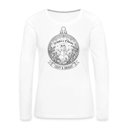 Festive Snowman T-Shirt - Women's Premium Slim Fit Long Sleeve T-Shirt