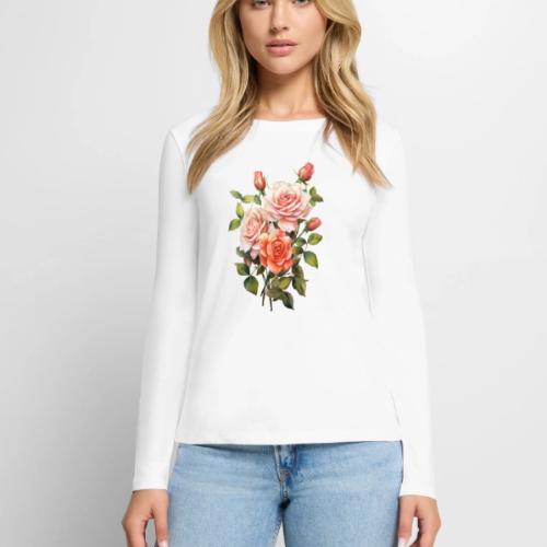 Pink Roses - Women's Premium Slim Fit Long Sleeve T-Shirt