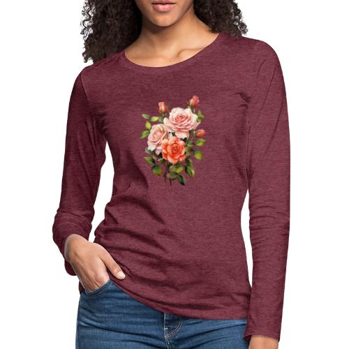 Pink Roses - Women's Premium Slim Fit Long Sleeve T-Shirt