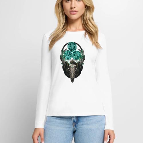 The Antlered Crown (White Text) - Women's Premium Slim Fit Long Sleeve T-Shirt