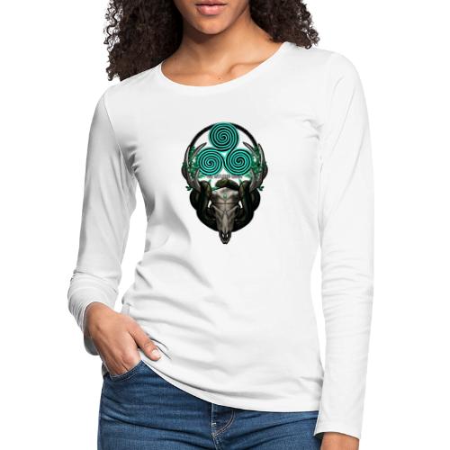 The Antlered Crown (White Text) - Women's Premium Slim Fit Long Sleeve T-Shirt