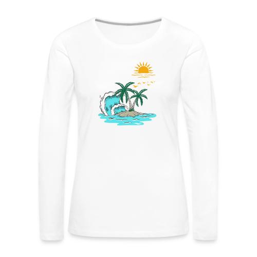 Retro Sunset Graphics - Women's Premium Slim Fit Long Sleeve T-Shirt