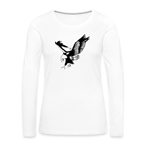 Black and White Eagle - Women's Premium Slim Fit Long Sleeve T-Shirt