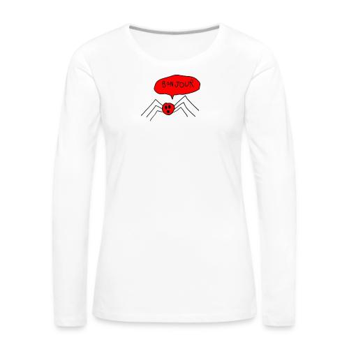Bonjour Spider, Black Outline (tshirts) - Women's Premium Slim Fit Long Sleeve T-Shirt
