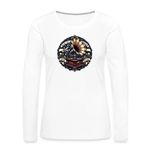 Ornate Phonograph T-Shirt - Women's Premium Slim Fit Long Sleeve T-Shirt