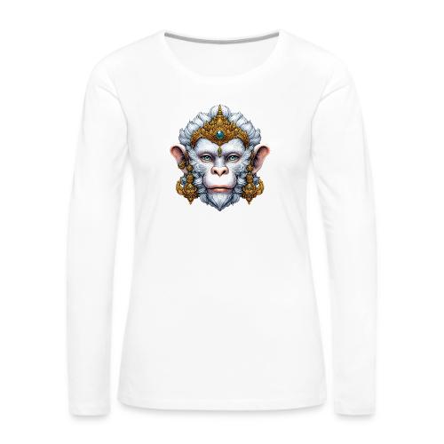 Thai Hanuman Monkey Deity Mask - Women's Premium Slim Fit Long Sleeve T-Shirt