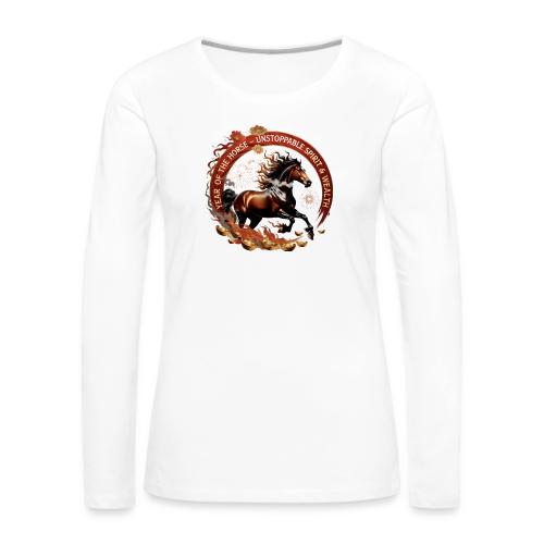 Year of the Horse Fiery Spirit T Shirt, Lunar New - Women's Premium Slim Fit Long Sleeve T-Shirt