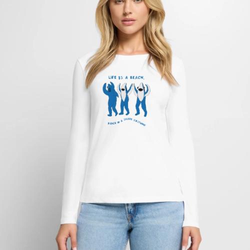 Dancing Sharks, Life Is a Beach - Women's Premium Slim Fit Long Sleeve T-Shirt