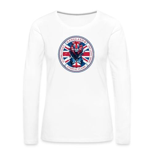 England Lion Emblem T Shirt, Flag Pride Gift - Women's Premium Slim Fit Long Sleeve T-Shirt