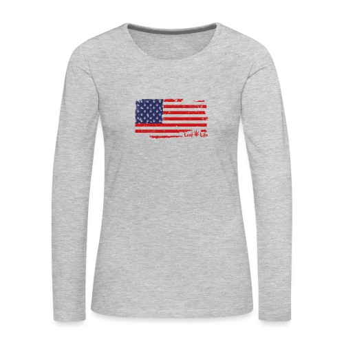 US Flag Leaf Life - Women's Premium Slim Fit Long Sleeve T-Shirt